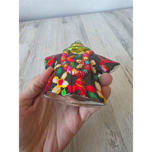 Vintage radko Tahitian tux lei Hawaiian shirt RARE flower ornament glass Xmas tr - Picture 10 of 10